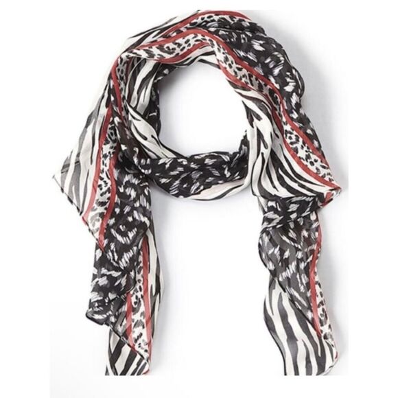 CAbi Accessories - Cabi Fable 100% Silk Scarf Black and White Animal Print Scarf #4030 New